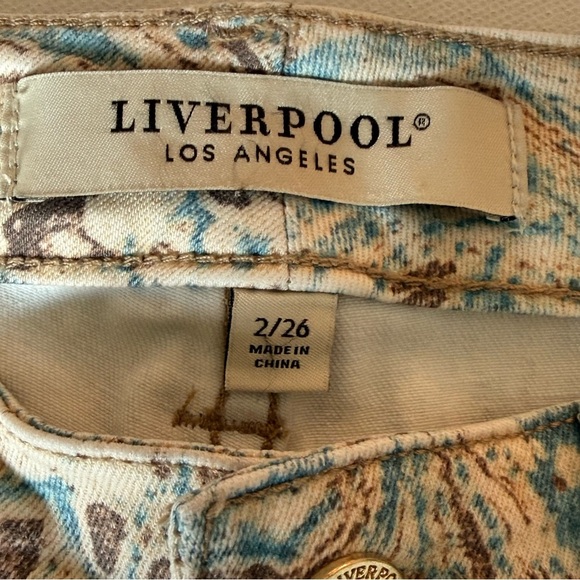 Liverpool Los Angeles Hannah Crop Flare Marble Print Jeans Size 2 - Picture 9 of 11